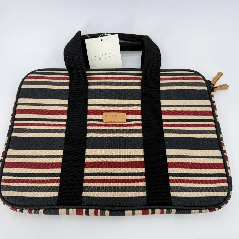 Greene & Gray‎ Brand NWT Striped Laptop Sleeve Nautical Preppy Academic Thin